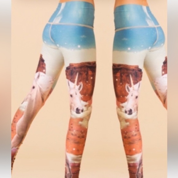 Teeki Unicorn Wrangler Hot Pants Leggings XS High Waist Full Length Yoga - Picture 1 of 8
